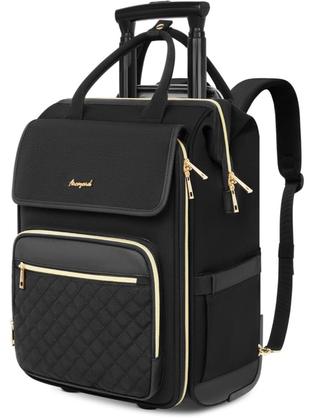 Rolling Backpack for Women, Travel Rolling Laptop Backpack with Wheels, Vertical